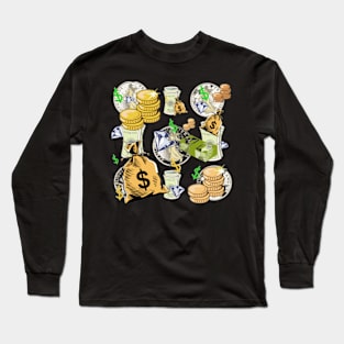 Money Cash Dollar Diamonds Long Sleeve T-Shirt